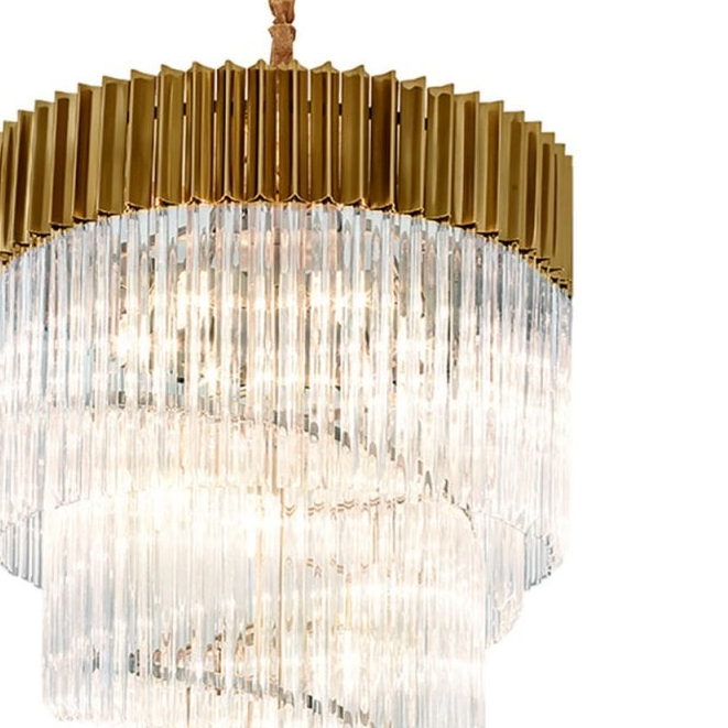 Kentisbeare 700mm 5 Tier Chandelier in Brass & Clear Glass