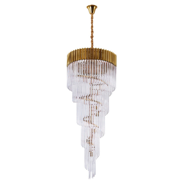 Kentisbeare 700mm 5 Tier Chandelier in Brass & Clear Glass