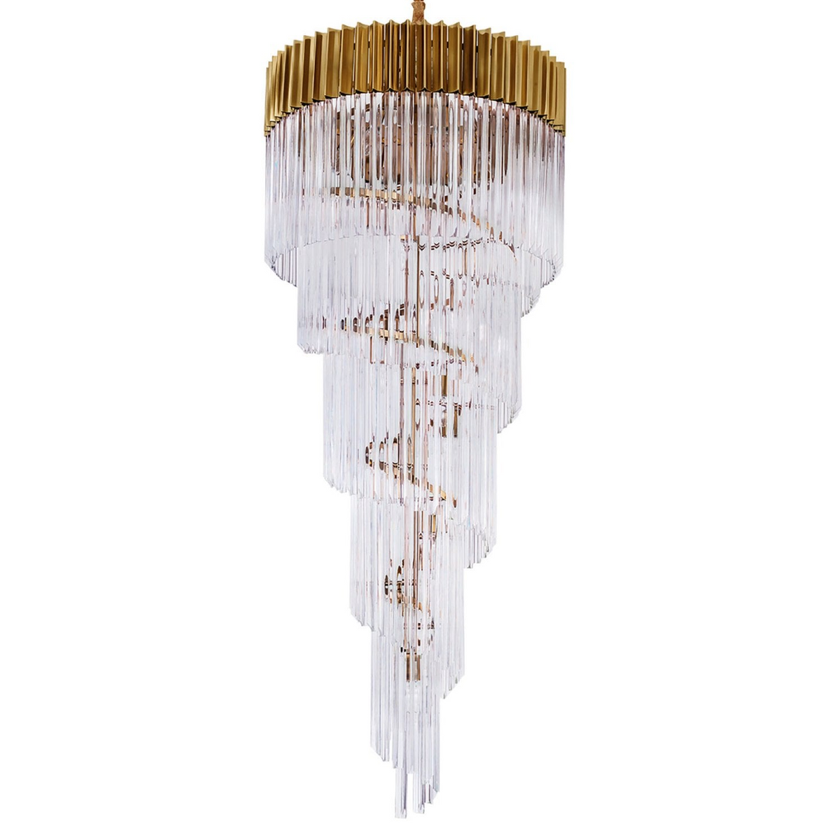Kentisbeare 700mm 5 Tier Chandelier in Brass & Clear Glass