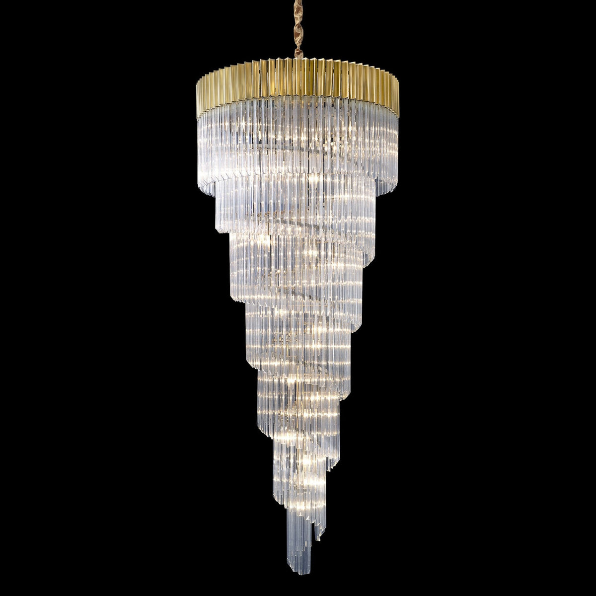 Kentisbeare 900mm 7 Tier 31 Lamp Chandelier in Brass & Clear Glass