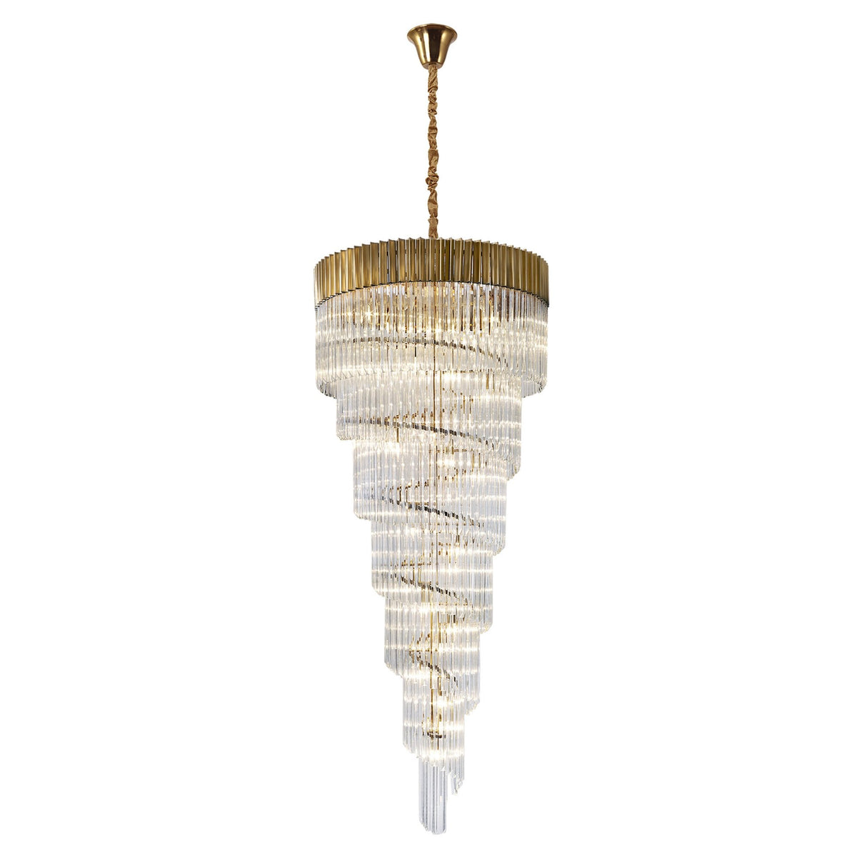 Kentisbeare 900mm 7 Tier 31 Lamp Chandelier in Brass & Clear Glass