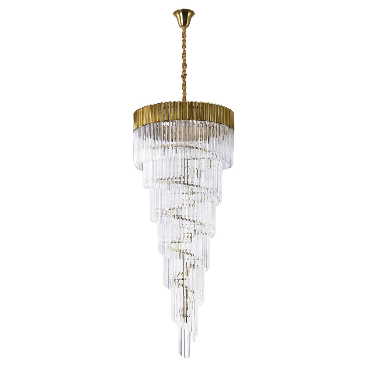 Kentisbeare 900mm 7 Tier 31 Lamp Chandelier in Brass & Clear Glass