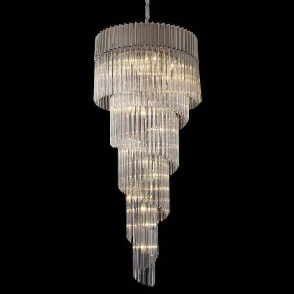 Kentisbeare 700mm 5 Tier 23 Lamp Chandelier in Polished Nickel & Clear Glass