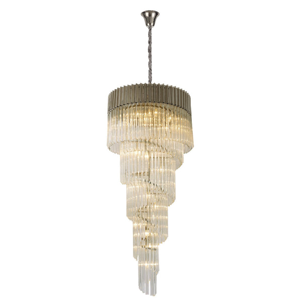 Kentisbeare 700mm 5 Tier 23 Lamp Chandelier in Polished Nickel & Clear Glass