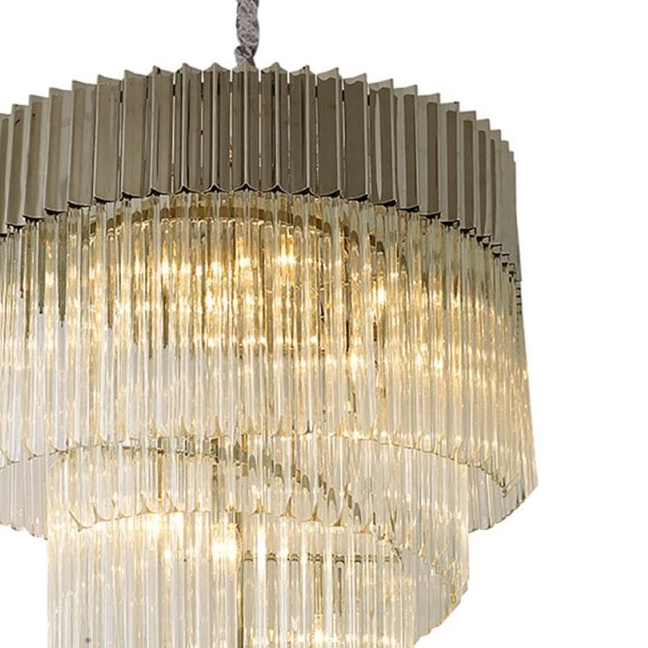 Kentisbeare 700mm 5 Tier Chandelier in Polished Nickel & Clear Glass
