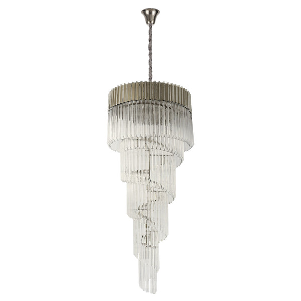 Kentisbeare 700mm 5 Tier Chandelier in Polished Nickel & Clear Glass