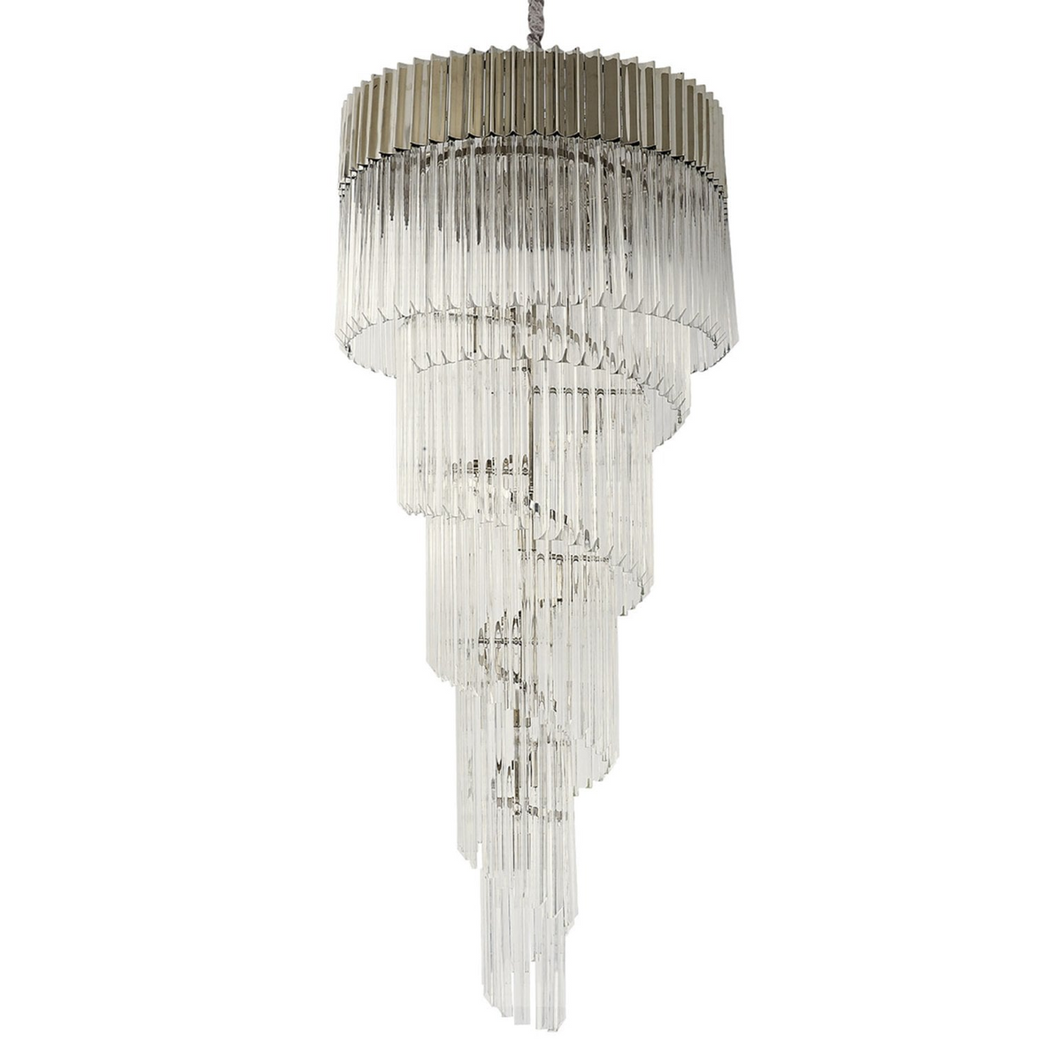 Kentisbeare 700mm 5 Tier Chandelier in Polished Nickel & Clear Glass