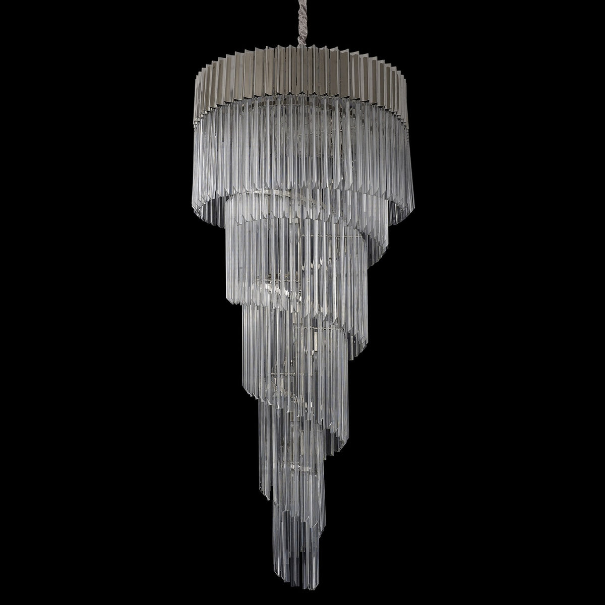 Kentisbeare 700mm 5 Tier 23 Lamp Chandelier in Polished Nickel & Clear Glass