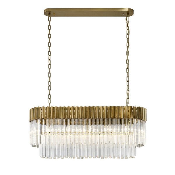 Kentisbeare 1000mm Linear Chandelier in Brass & Clear Glass