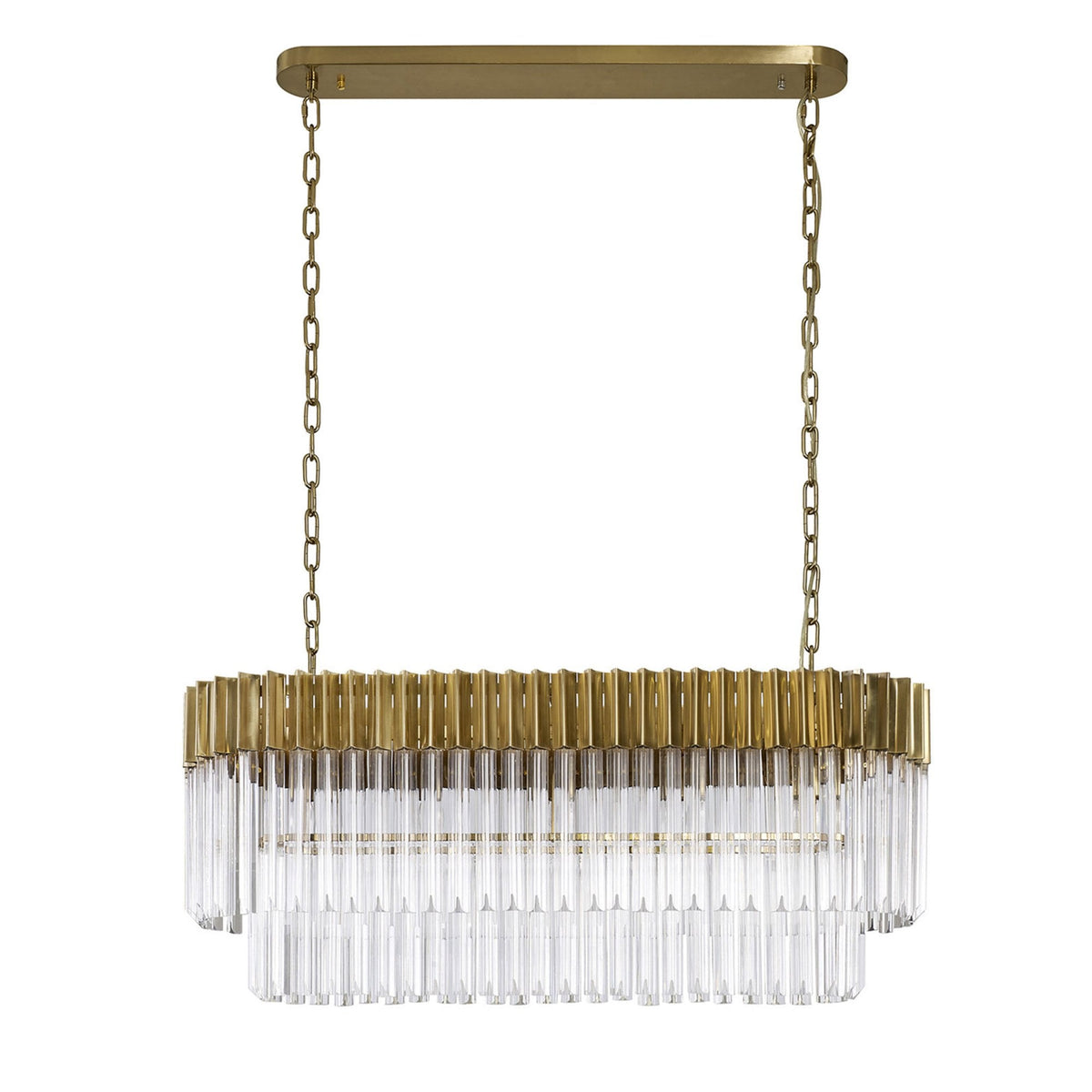 Kentisbeare 1000mm Linear Chandelier in Brass & Clear Glass