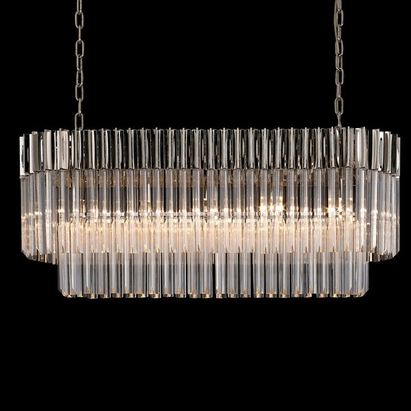 Kentisbeare 1000mm Linear Chandelier in Polished Nickel & Clear Glass