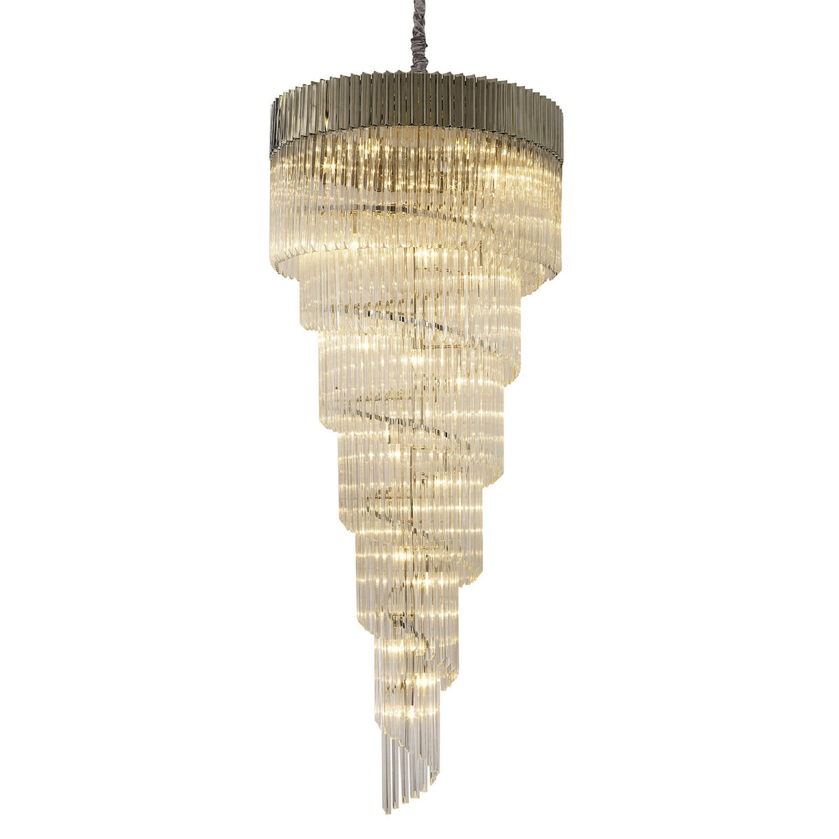 Kentisbeare 900mm 7 Tier 31 Lamp Chandelier in Polished Nickel & Clear Glass