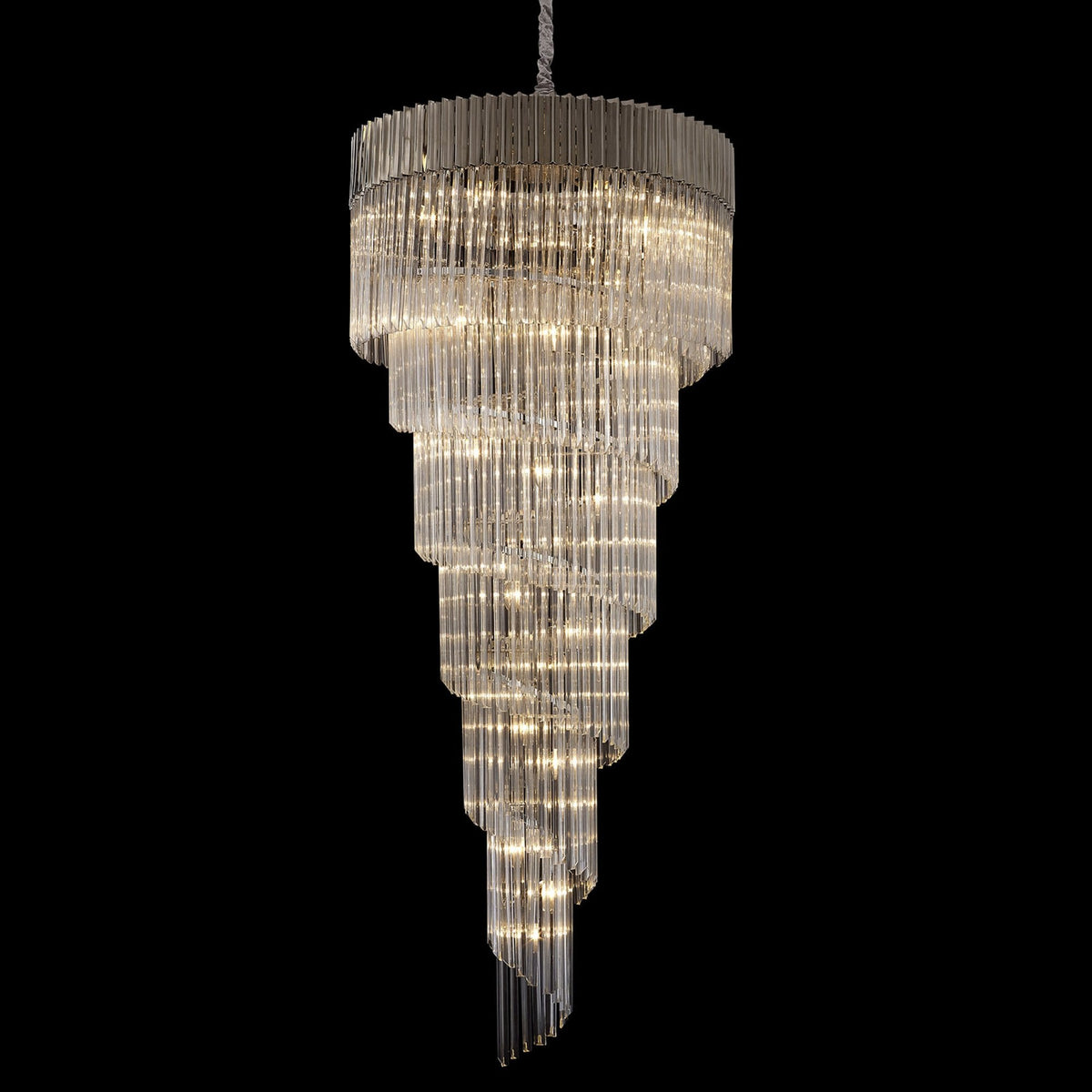 Kentisbeare 900mm 7 Tier 31 Lamp Chandelier in Polished Nickel & Clear Glass