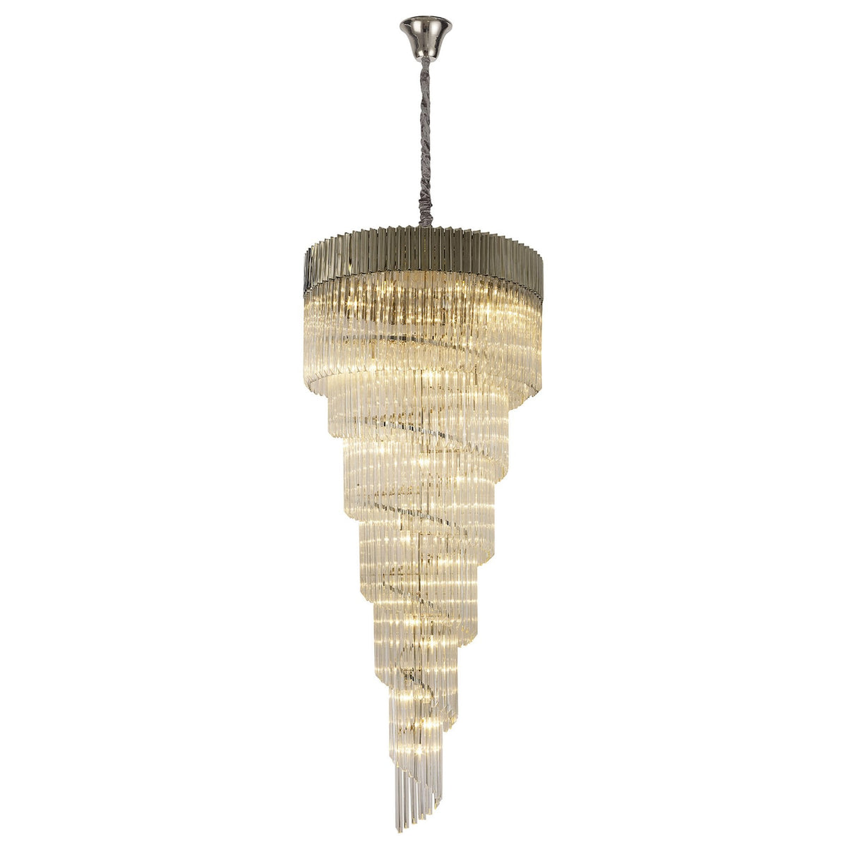 Kentisbeare 900mm 7 Tier 31 Lamp Chandelier in Polished Nickel & Clear Glass