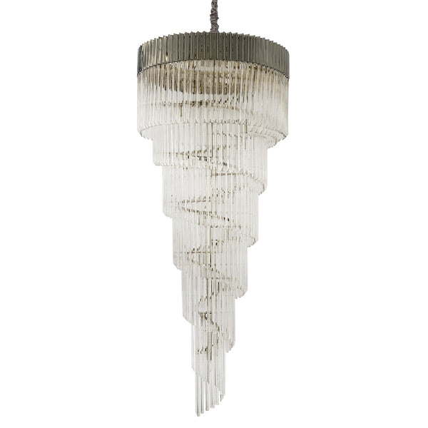 Kentisbeare 900mm 7 Tier Chandelier in Polished Nickel & Clear Glass