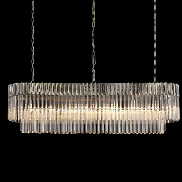 Kentisbeare 1500mm Linear Chandelier in Polished Nickel & Clear Glass