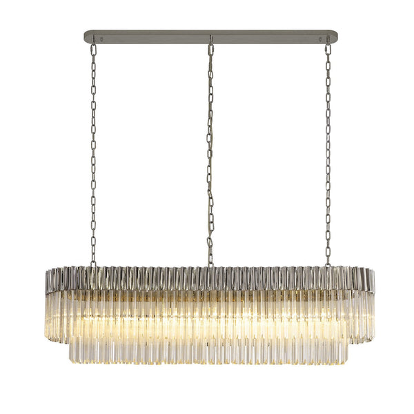 Kentisbeare 1500mm Linear Chandelier in Polished Nickel & Clear Glass