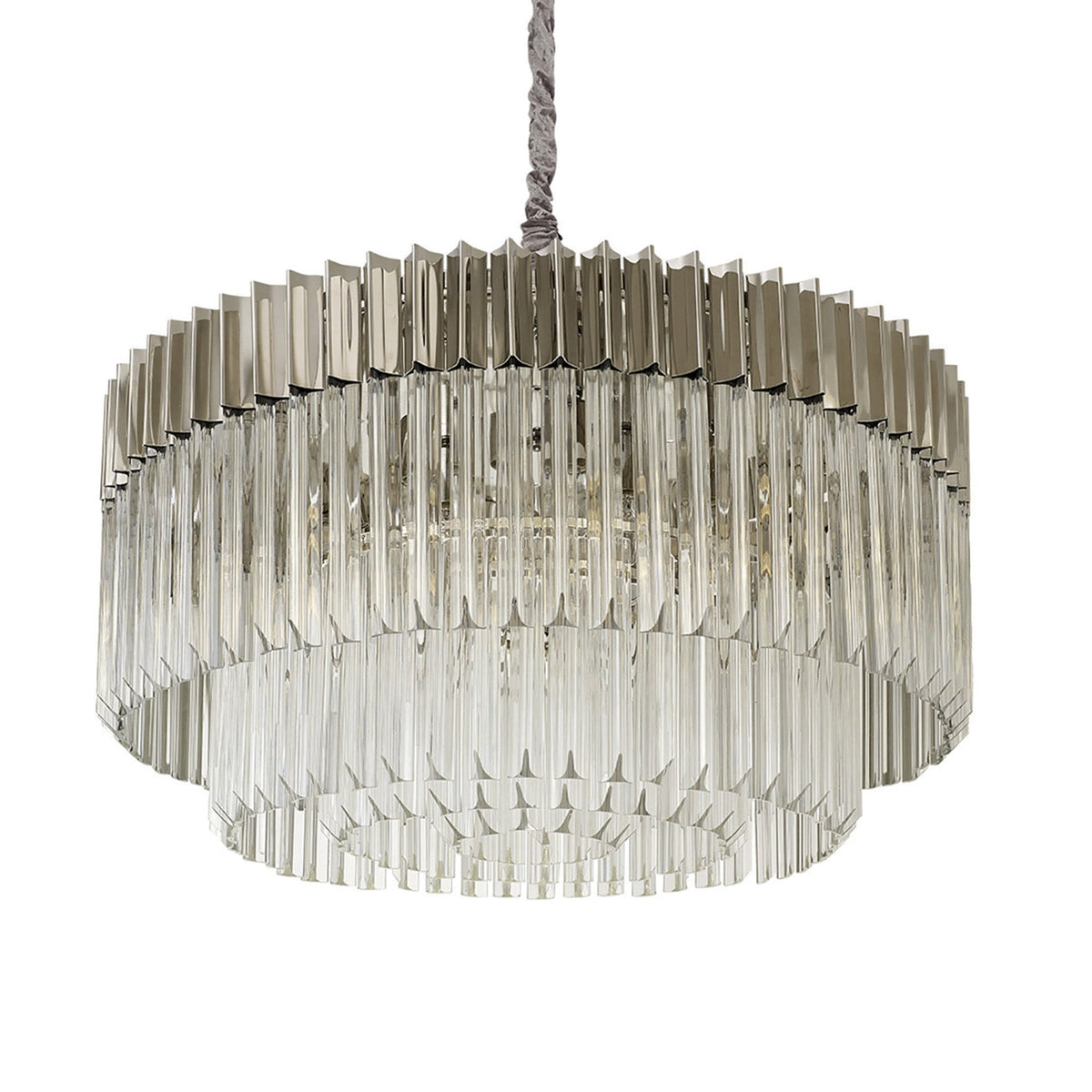 Kentisbeare 800mm Chandelier in Polished Nickel & Clear Glass