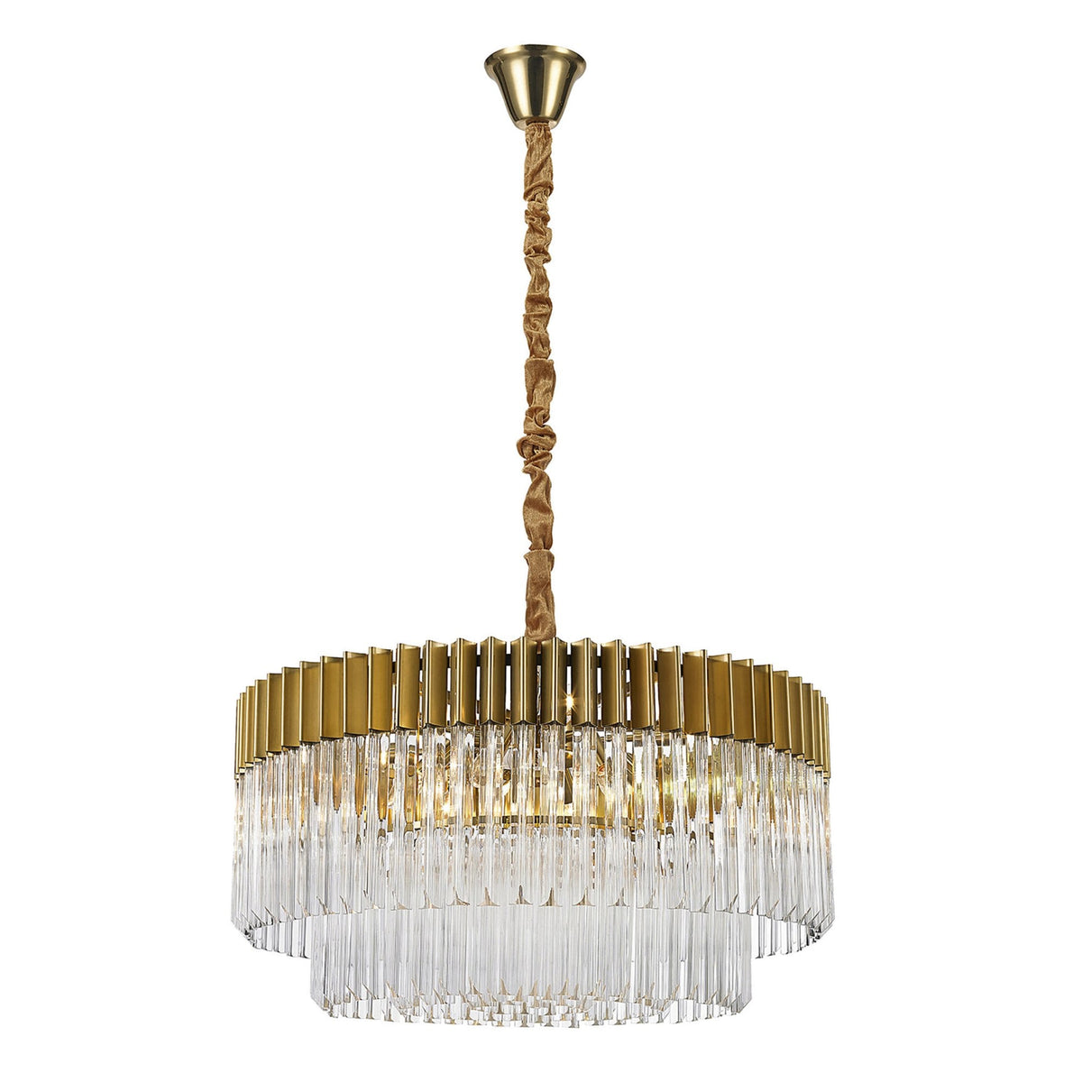 Kentisbeare 800mm Chandelier in Brass & Clear Glass