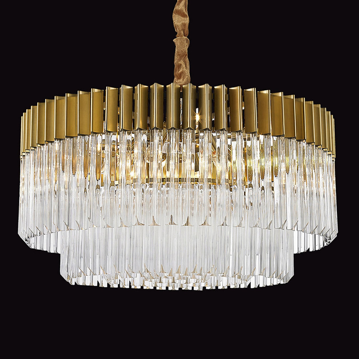 Kentisbeare 800mm Chandelier in Brass & Clear Glass