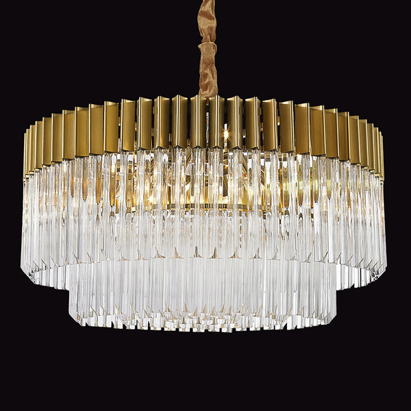 Kentisbeare 800mm Chandelier in Brass & Clear Glass