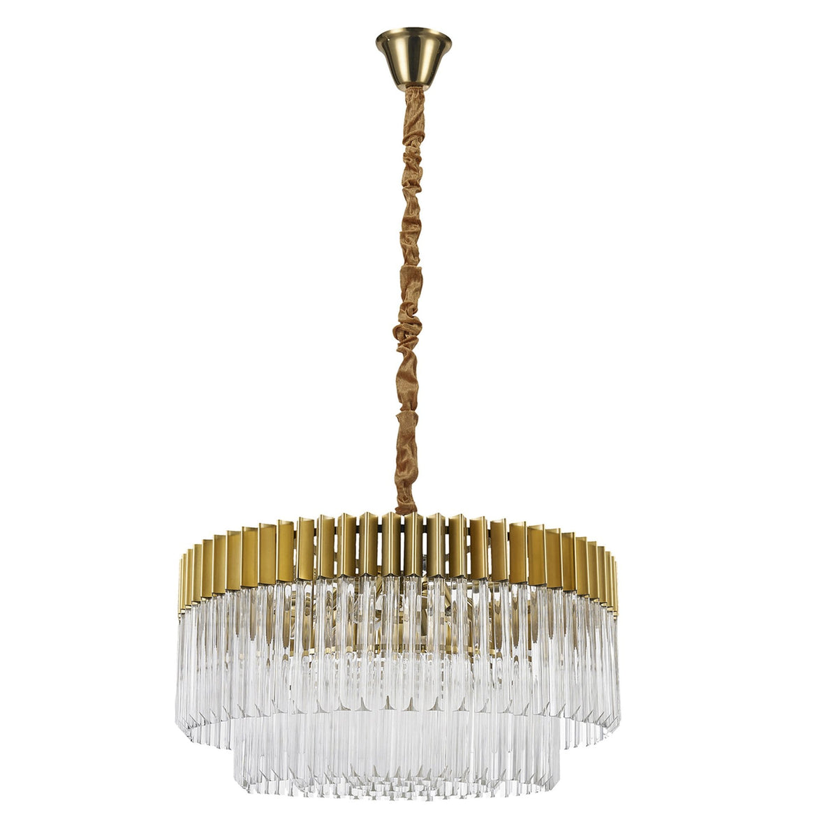 Kentisbeare 800mm Chandelier in Brass & Clear Glass