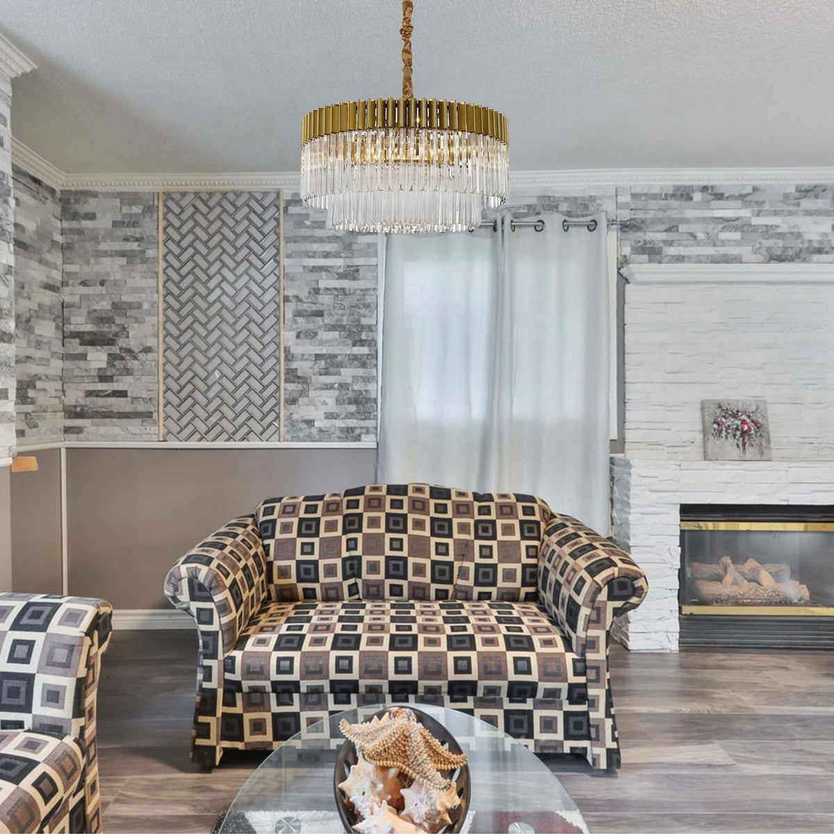 Kentisbeare 800mm Chandelier in Brass & Clear Glass