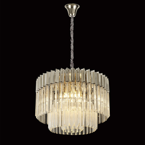 Kentisbeare 600mm Chandelier in Polished Nickel & Clear Glass
