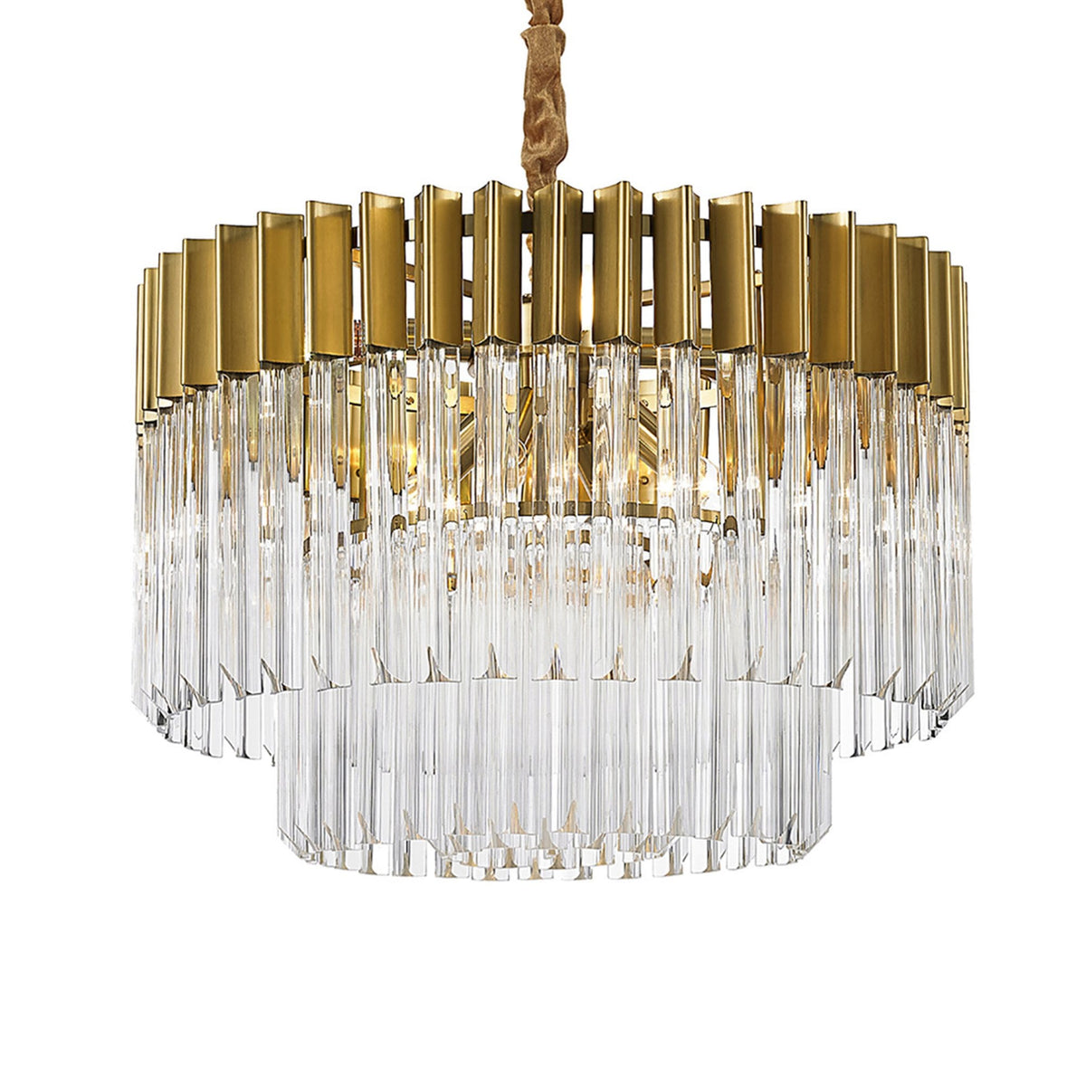 Kentisbeare 600mm Chandelier in Brass & Clear Glass
