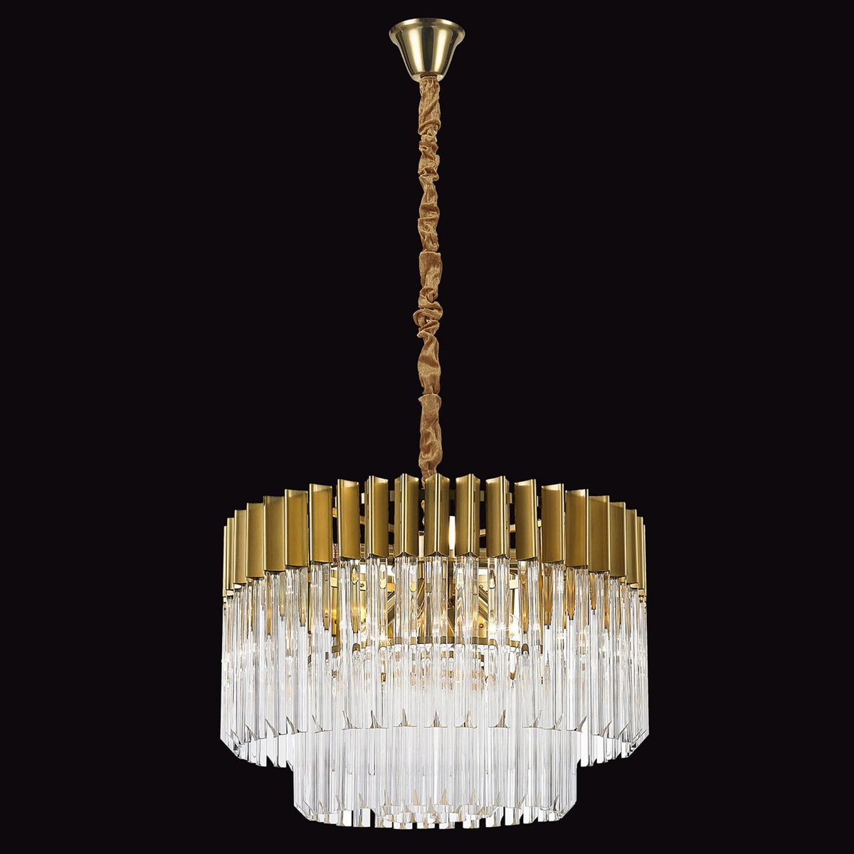 Kentisbeare 600mm Chandelier in Brass & Clear Glass