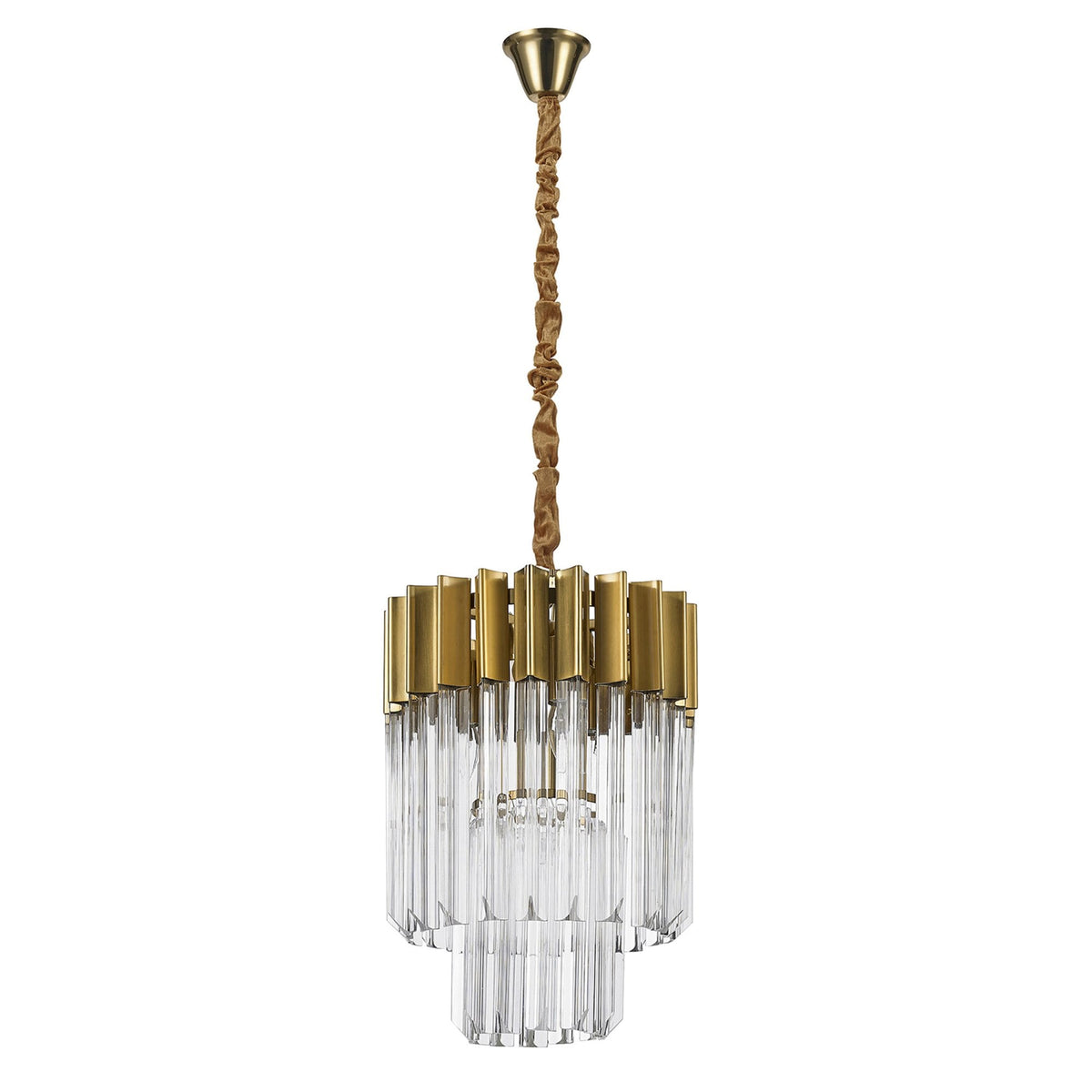 Kentisbeare 300mm Chandelier in Brass & Clear Glass