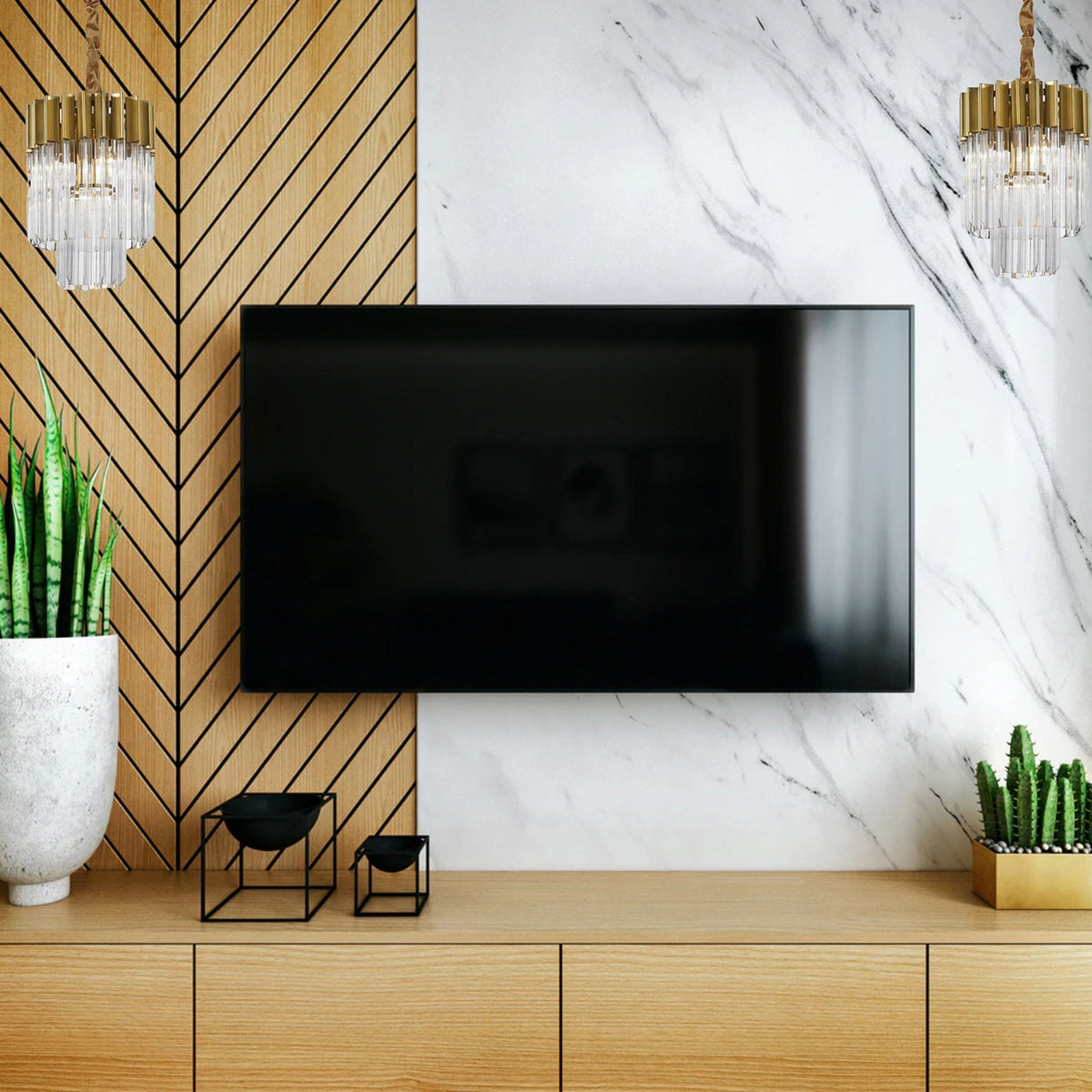 Kentisbeare 300mm Chandelier in Brass & Clear Glass