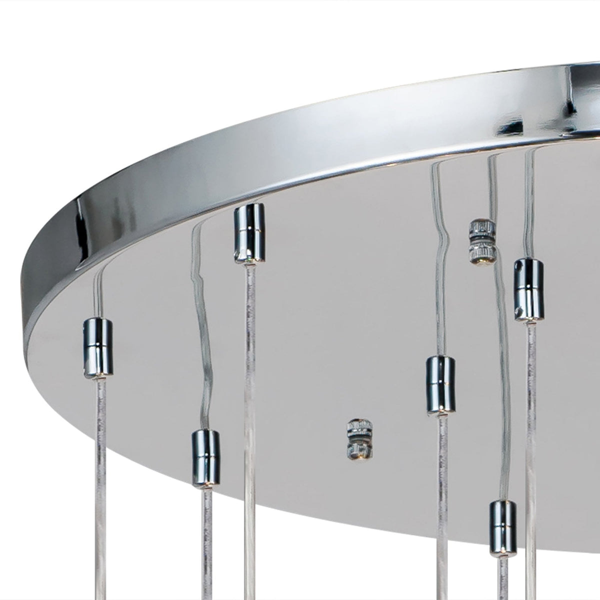 Ridge 16 Light G9 Pendant in Polished Chrome with Iridescent Glass