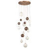 Ridge 16 Light G9 Pendant in Antique Copper with Opal & Copper Glass