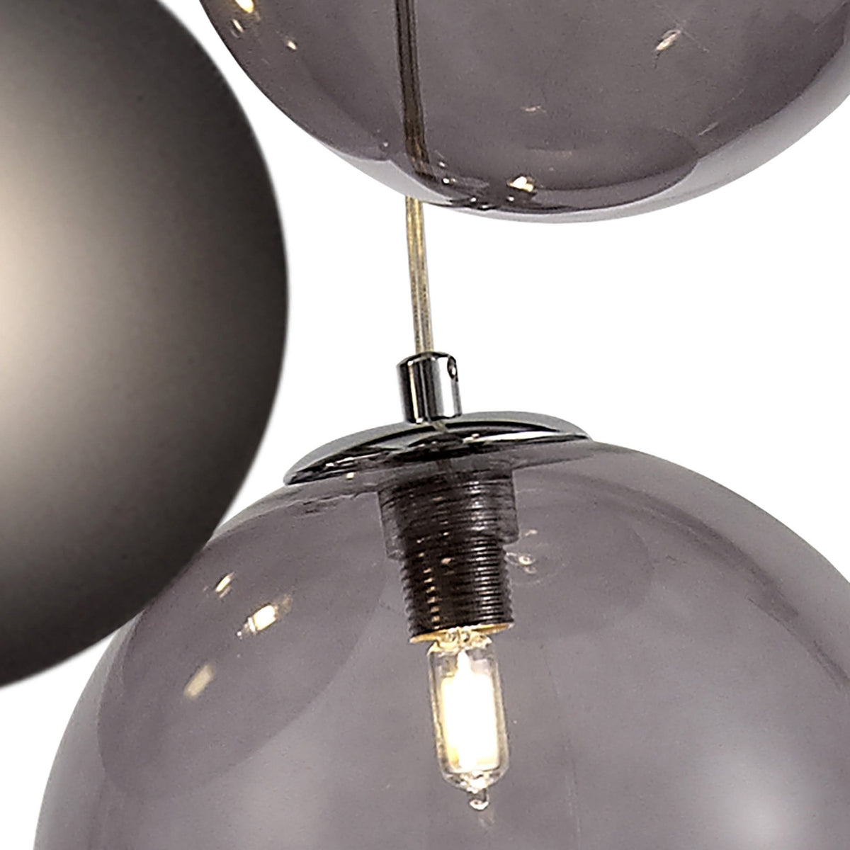 Ridge 5 Light G9 Pendant in Polished Chrome with Smoked & Black Glass