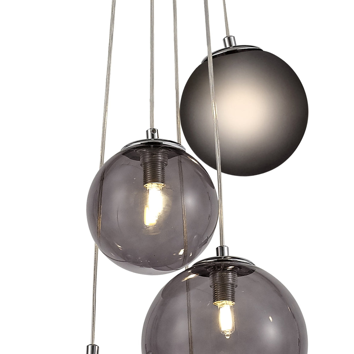 Ridge 5 Light G9 Pendant in Polished Chrome with Smoked & Black Glass
