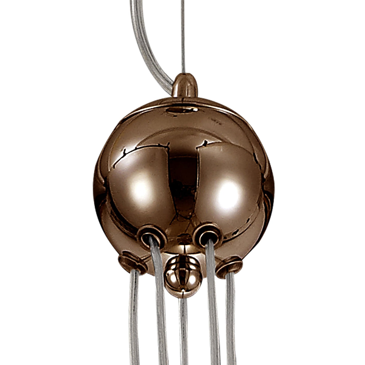 Ridge 5 Light G9 Pendant in Antique Copper with Opal & Copper Glass