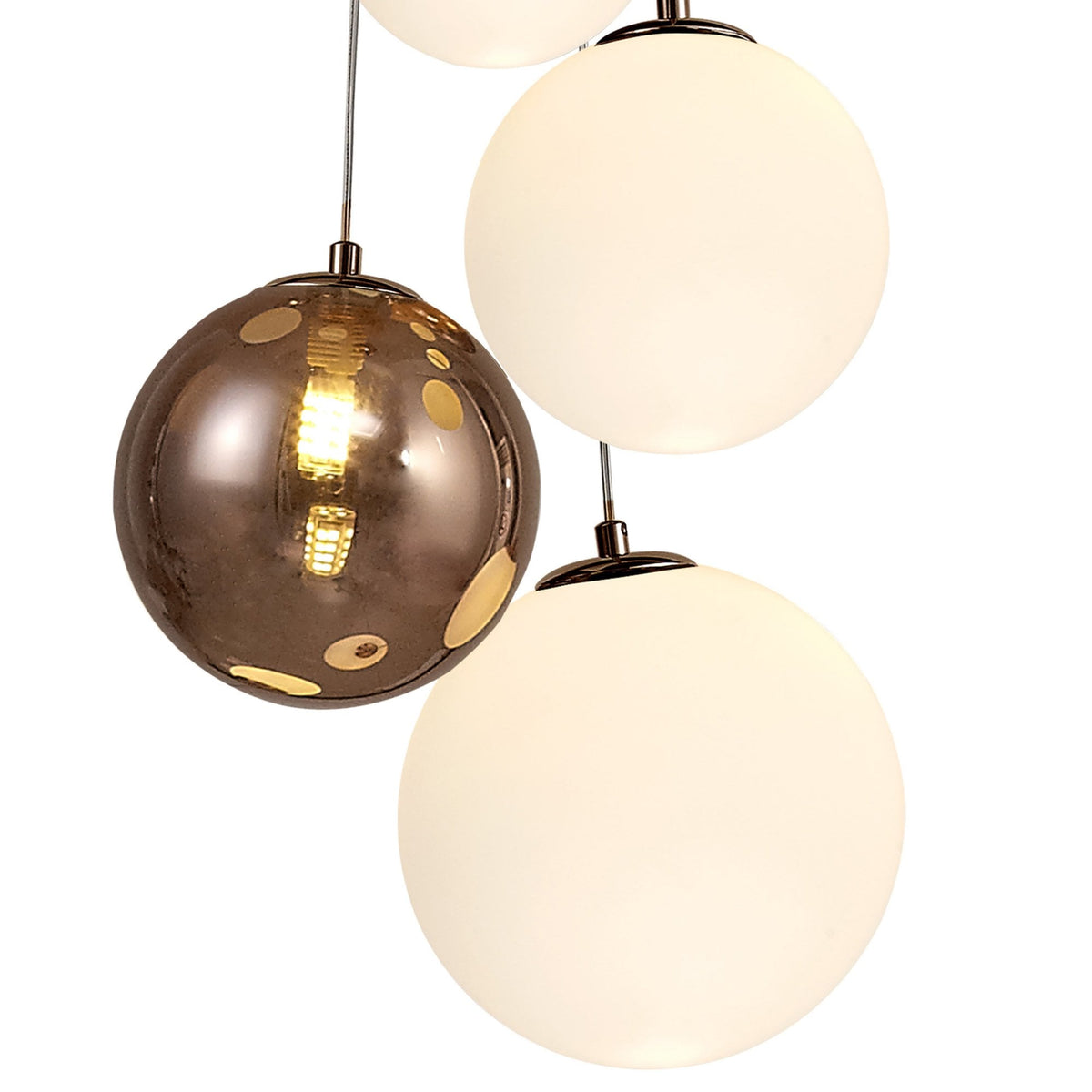 Ridge 5 Light G9 Pendant in Antique Copper with Opal & Copper Glass