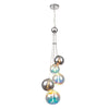 Ridge 5 Light G9 Pendant in Polished Chrome with Iridescent Glass