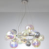 Ridge 12 Light G9 Pendant in Polished Chrome with Iridescent Glass
