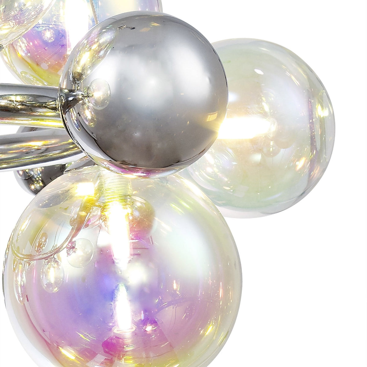 Ridge 12 Light G9 Pendant in Polished Chrome with Iridescent Glass