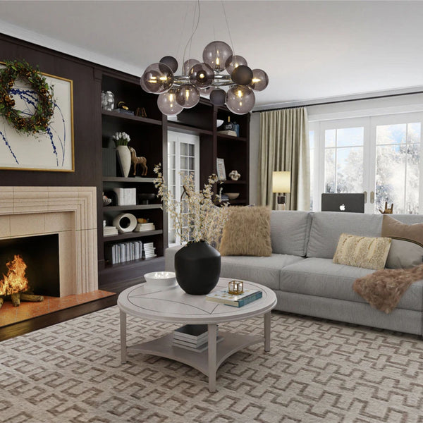 Ridge 12 Light G9 Pendant in Polished Chrome with Smoked & Black Glass