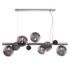 Ridge 7 Light Linear Pendant in Polished Chrome with Smoked & Black Glass