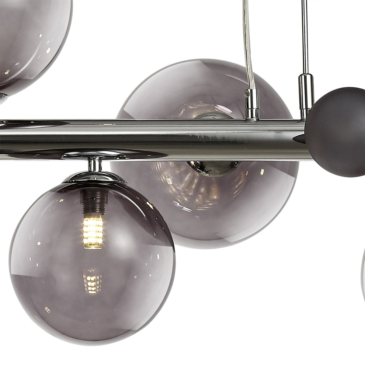 Ridge 7 Light Linear Pendant in Polished Chrome with Smoked & Black Glass