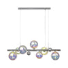 Ridge 7 Light Linear Pendant in Polished Chrome with Iridescent Glass