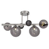Ridge Semi-Flush Ceiling Light in Polished Chrome with Smoked & Black Glass