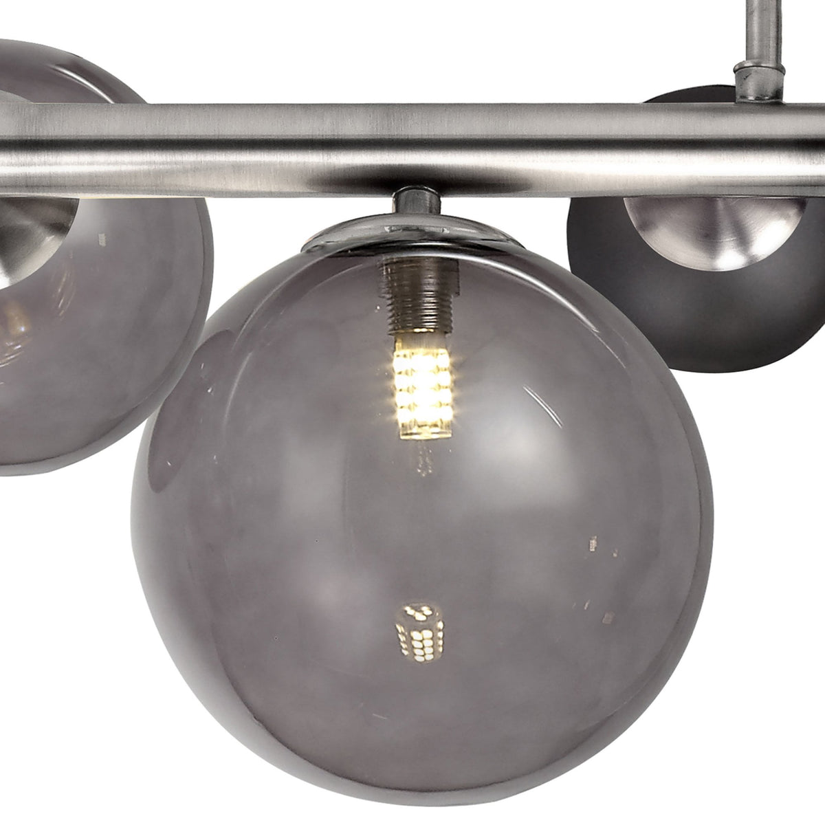 Ridge Semi-Flush Ceiling Light in Polished Chrome with Smoked & Black Glass