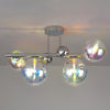 Ridge Semi-Flush Ceiling Light in Polished Chrome with Iridescent Glass