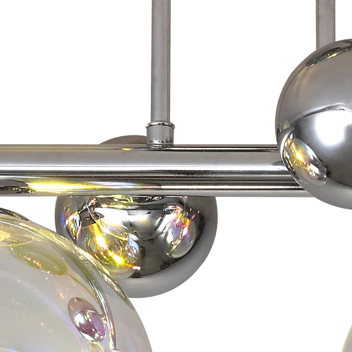 Ridge Semi-Flush Ceiling Light in Polished Chrome with Iridescent Glass