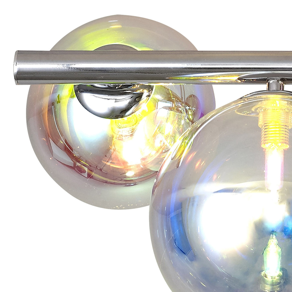 Ridge Semi-Flush Ceiling Light in Polished Chrome with Iridescent Glass